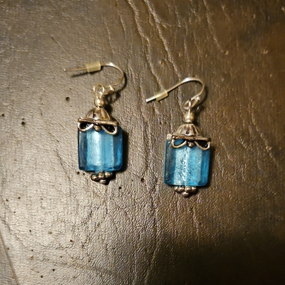 Elegant Blue Silver Dangle Earrings